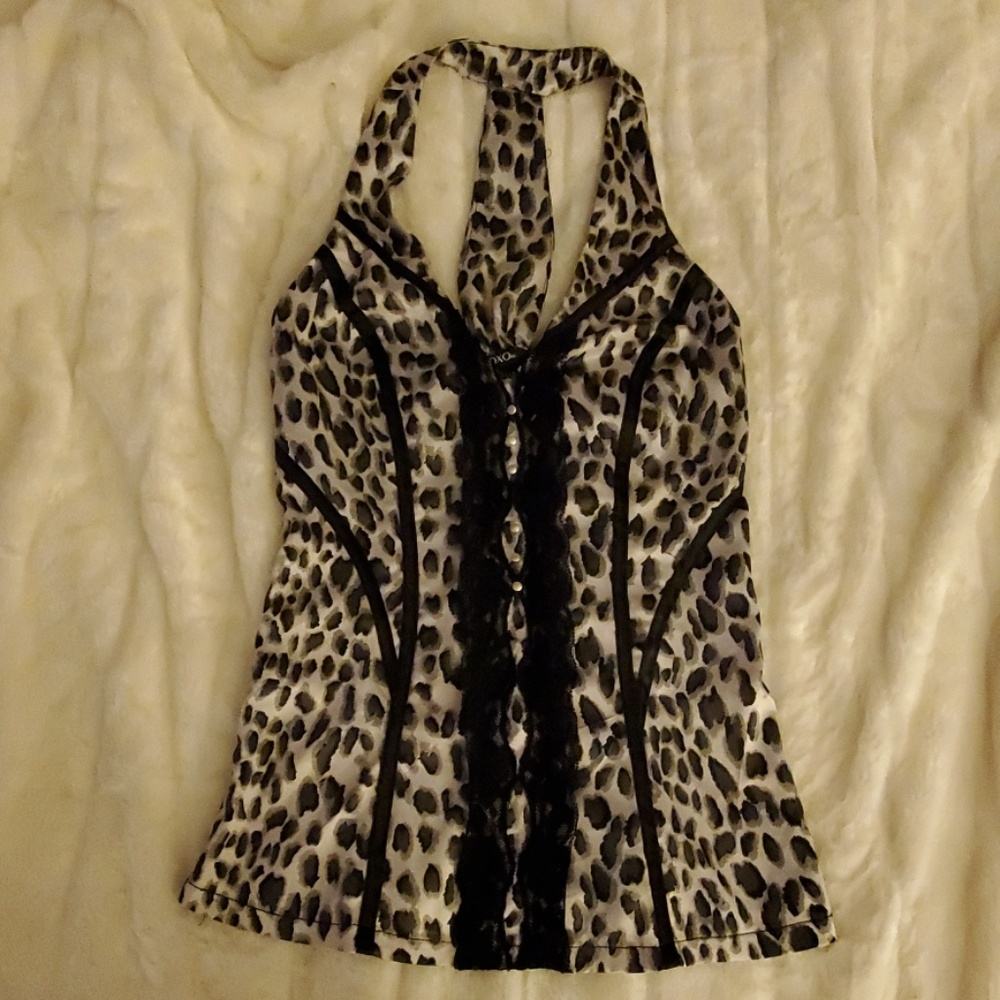 XOXO gray black and white cheetah print shirt